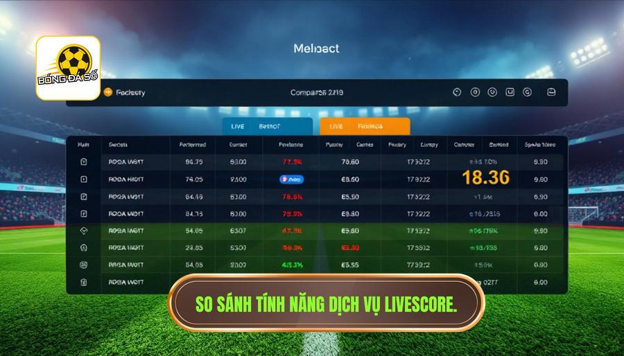 So sánh tính năng dịch vụ Livescore.
